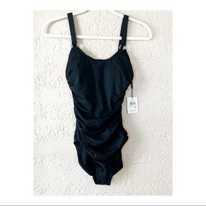 NWT Calvin Klein Classic Black One Piece Swim 4